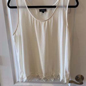 The Limited White Tank Top with Lace Trim